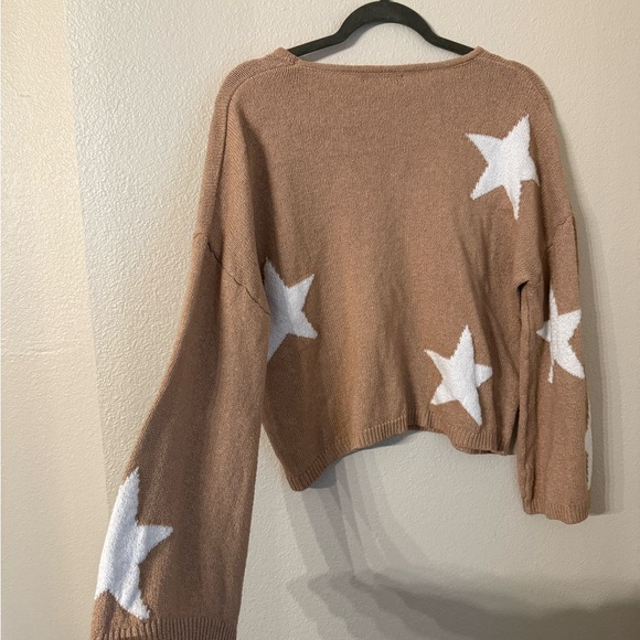 SHEIN Brown Star Patterned Long Sleeve Top - Picture 2 of 2